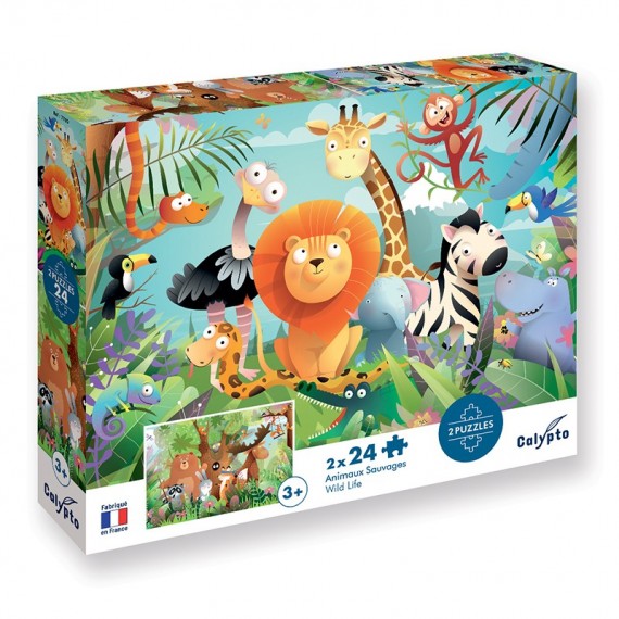 Puzzle 2 x 24 pièces - Animaux Sauvages 