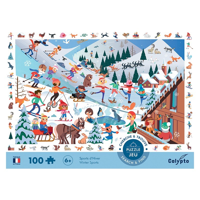 Puzzle 100 pièces  Cherche et trouve  - Sports d'Hiver