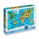 Puzzle 100 pièces " Cherche et trouve " - Planisphère des Animaux