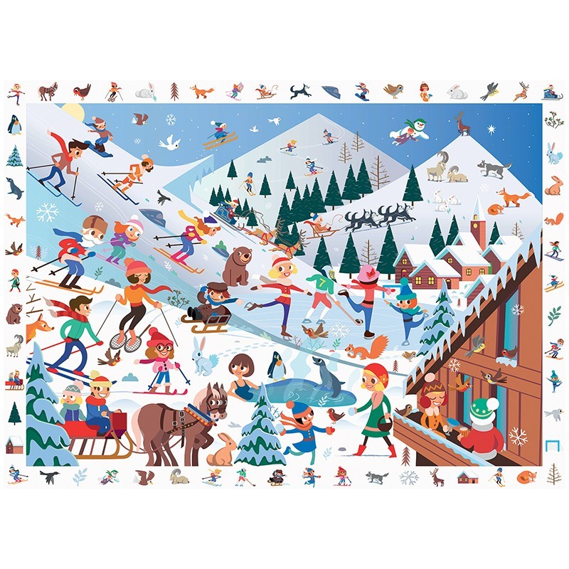 Puzzle 100 pièces  Cherche et trouve  - Sports d'Hiver