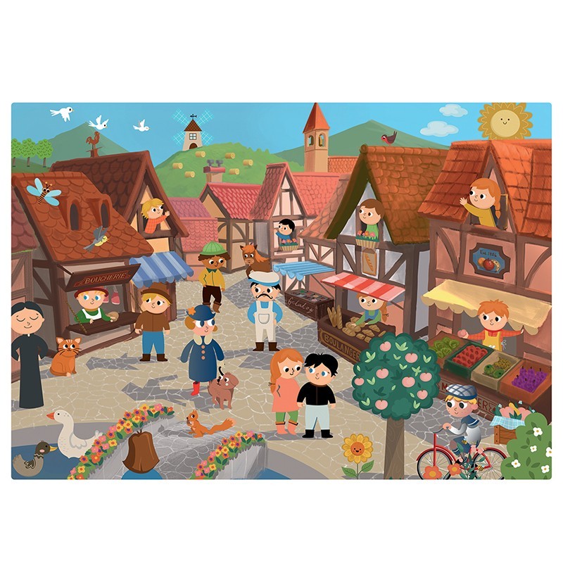 Puzzle 2 x 24 pièces - Ferme et Ville