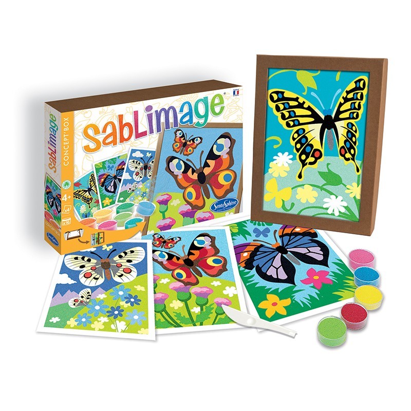 Kit Sablimage - Papillons - SENTOSPHERE - 4 tableaux - Vert - Mixte -  Enfant - A partir de 6 ans - Multicolore - Cdiscount Jeux - Jouets