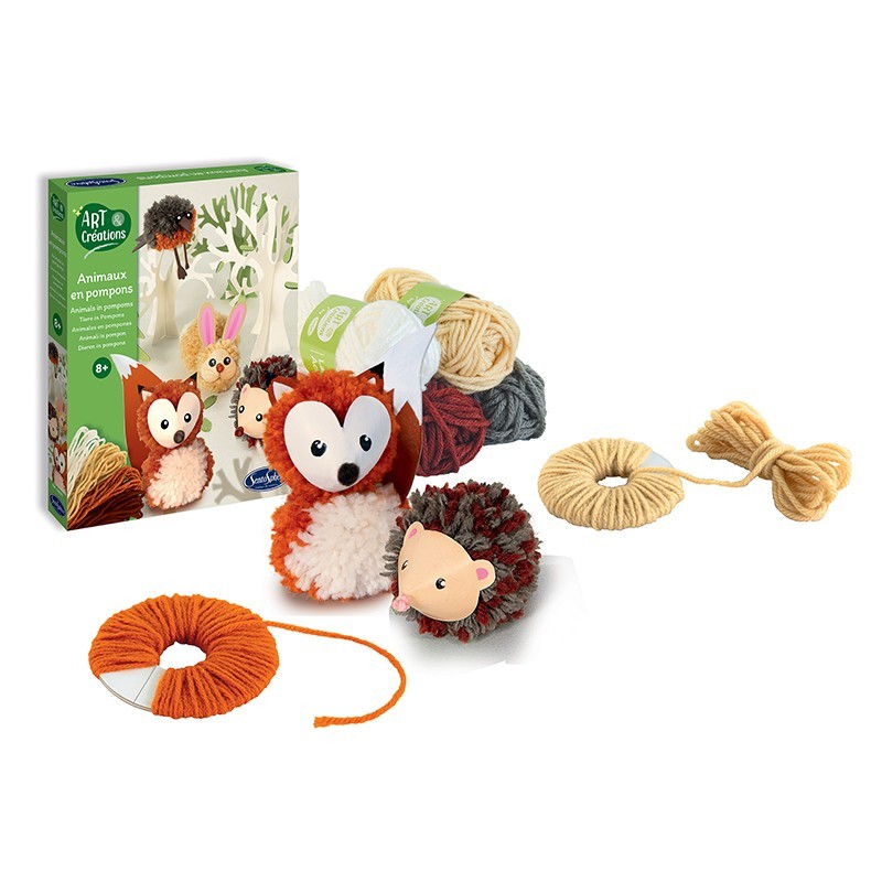 Les ateliers déco - pompons 2 petits animaux - kit loisir créatif