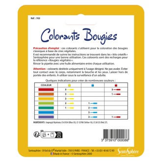 Blister de 3 Colorants pour bougies Bleu, Jaune et Rouge
