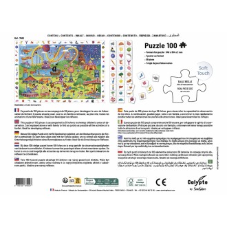 Puzzle 100 pièces " Cherche et trouve " - Planisphère des Animaux