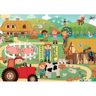 Puzzle 2 x 24 pièces - Ferme et Ville
