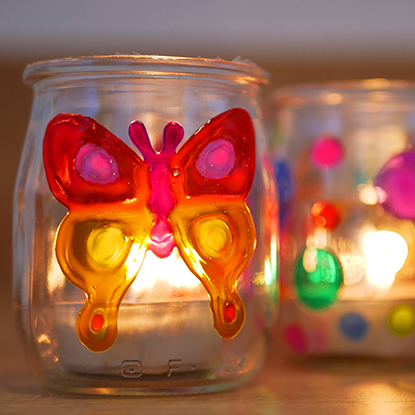 Use your Window Color tubes to create beautiful lanterns with glass jars!